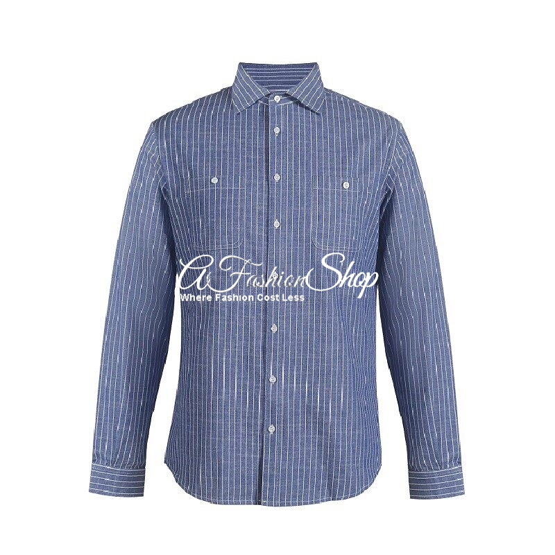 Blue Striped Business Casual Dress Shirt