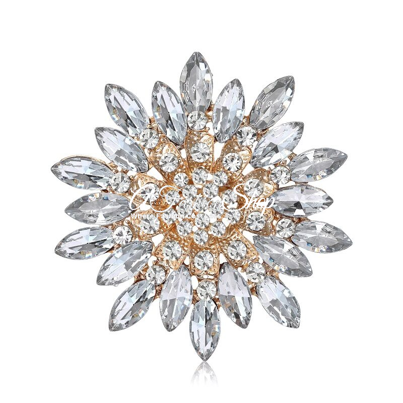 Sunflower Crystal Brooch Gift For Bride