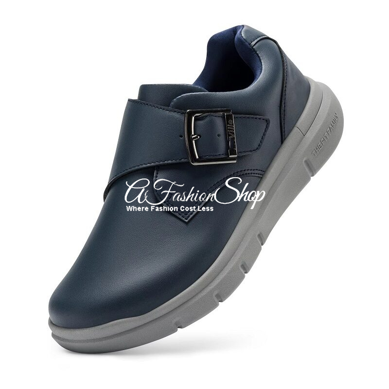 Navy Blue Orthopedic Sneaker Buckled Hardware