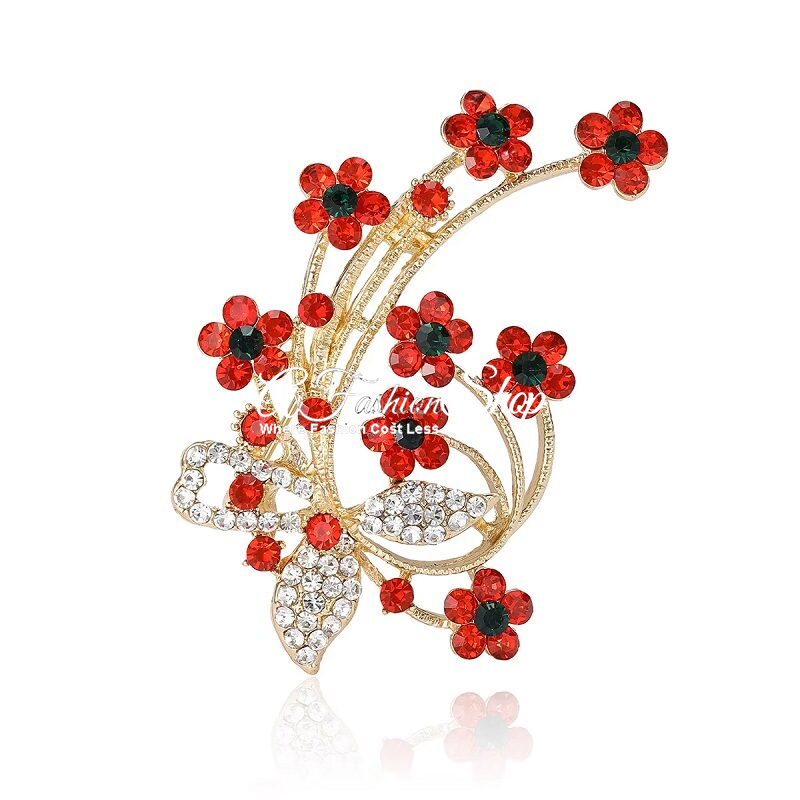Red Floria Bouquet Brooch
