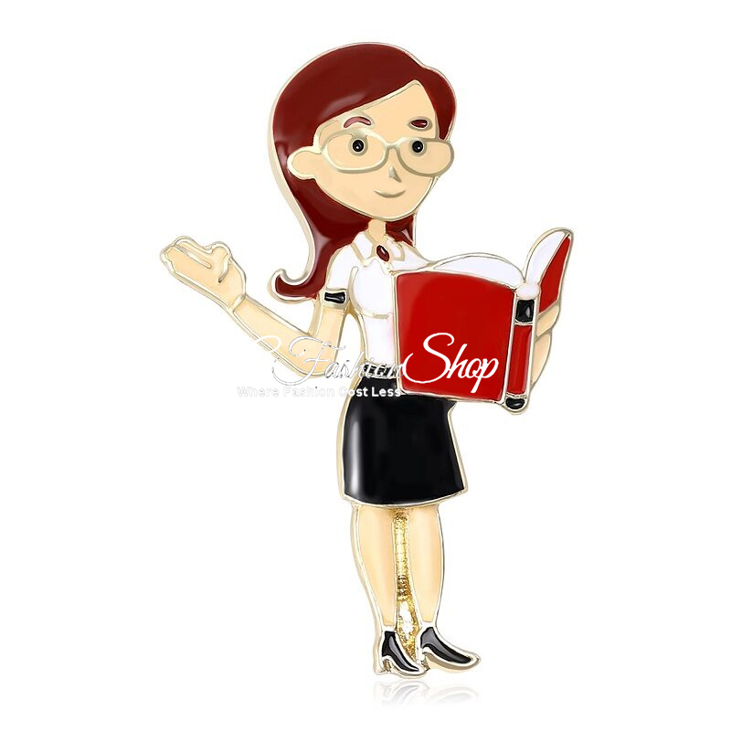 Teacher Brooch Cartoon-Style Miss Aria