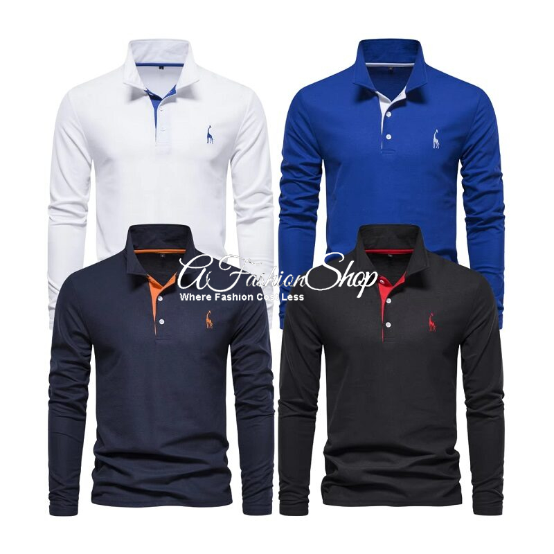 POLO Deer Embroidered Solid Color Long Sleeve