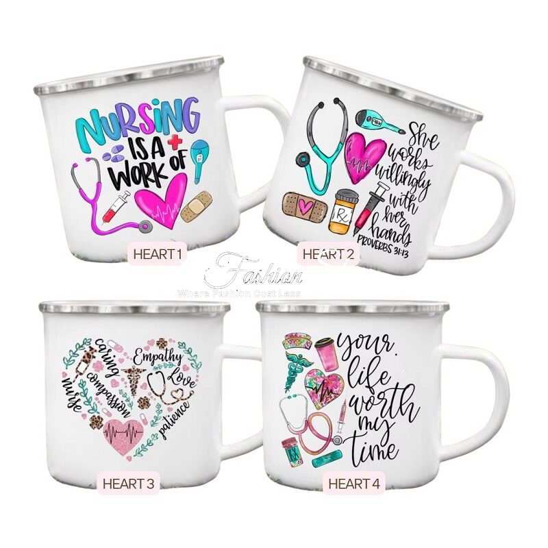 Coffee Enamel Mug Nurses Angels In Disguise