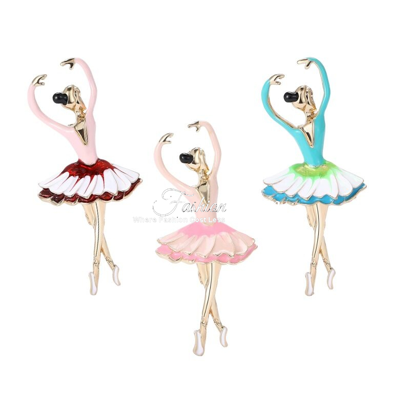Swan Ballerina Brooch Dancing Figurine