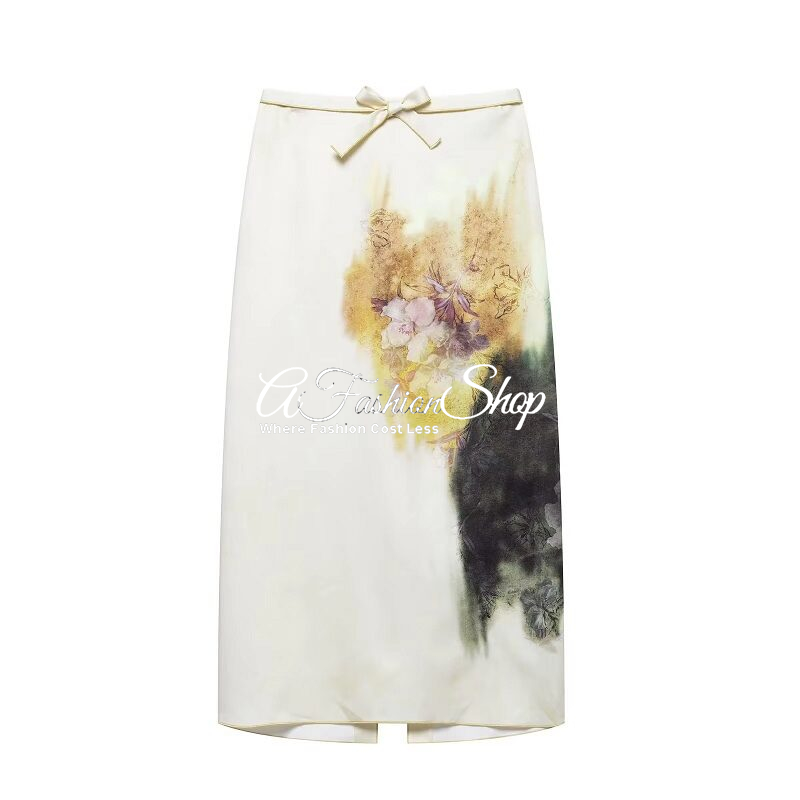 Sasha Floral Back Slit Pencil Skirt