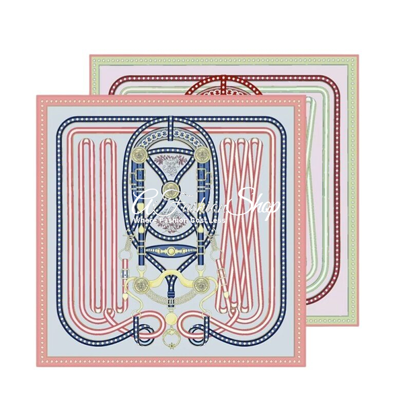 Double Harness Print Hand-rolled Silk Twill Scarf