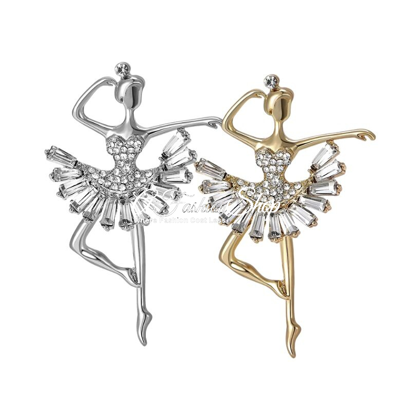 Nutcracker Ballerina Brooch Crystal Pin