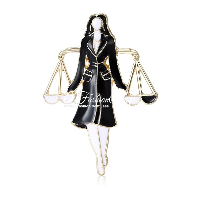 Lady Counsel Black n White Enamel Brooch
