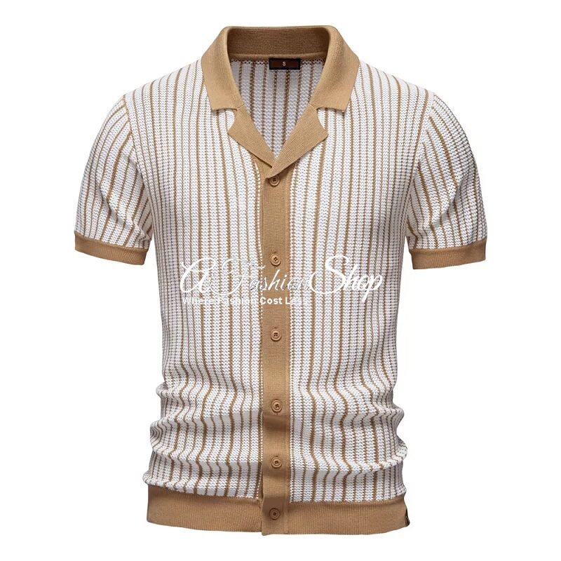 Stripe Button Through Sweater Khaki/Army